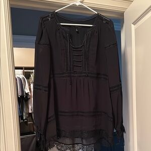 Black Lace-Up Women's Top